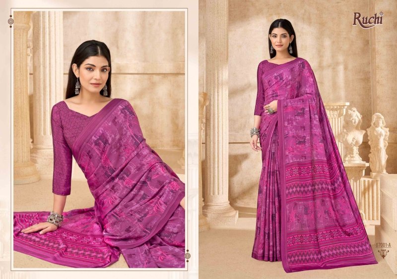 Vedanta Silk 54 By Ruchi Silk Crepe Printed Saree